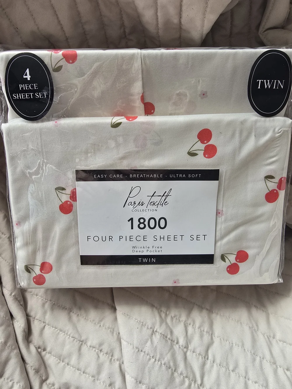 Cherdy Twin Sheet Set 1800 - Cream